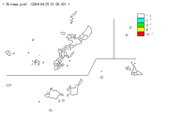 MLインフルエンザ流行前線情報DB 2003-2004/沖縄県・市町村毎 報告数